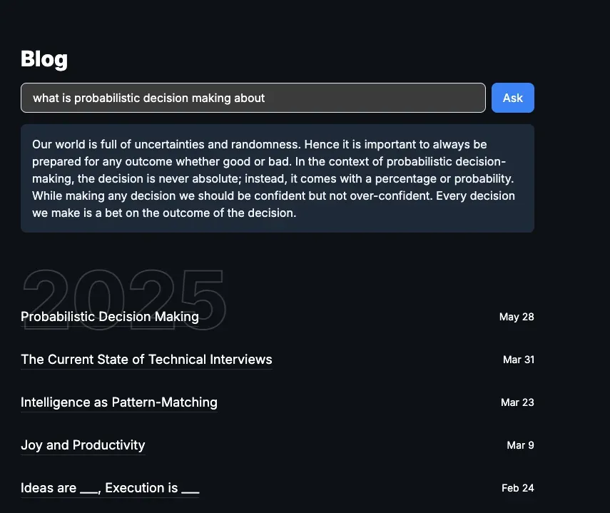 Probabilistic Decision Making RAG chatbot